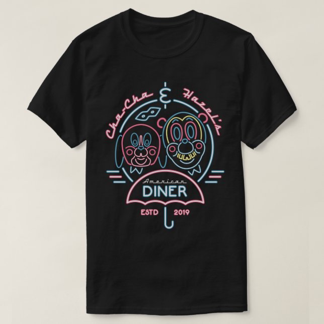 Camiseta Cha Cha Hazel Diner Neon Crella Rótulo Comic (Diseño del anverso)