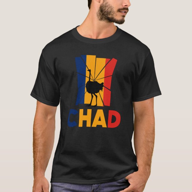 Camiseta Chad Chadian Chad Flag Ostrich Animal Silhouette (Anverso)