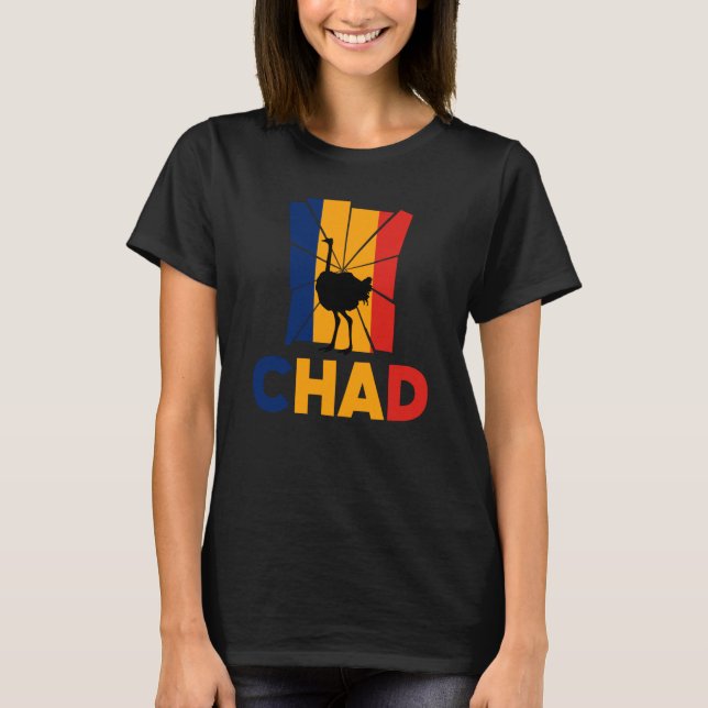 Camiseta Chad Chadian Chad Flag Ostrich Animal Silhouette (Anverso)