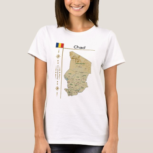 Camiseta Chad Mapa + Bandera + Título (Anverso)