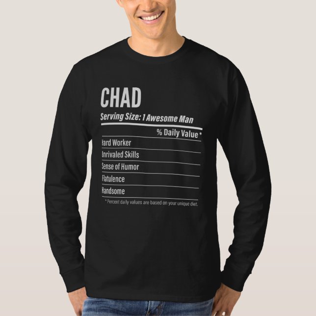 Camiseta Chad Nutritional Facts Serving Size Calories (Anverso)