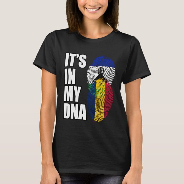 Camiseta Chadian And Basotho Mix DNA Heritage Flag (Anverso)