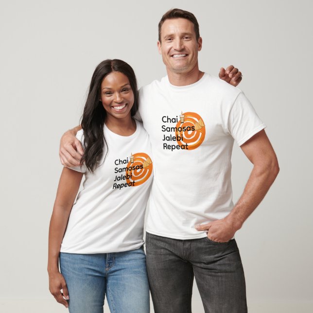 Camiseta Chai Samosas Jalebi Repetir, Funny Desi Comida Ind (Unisexo)