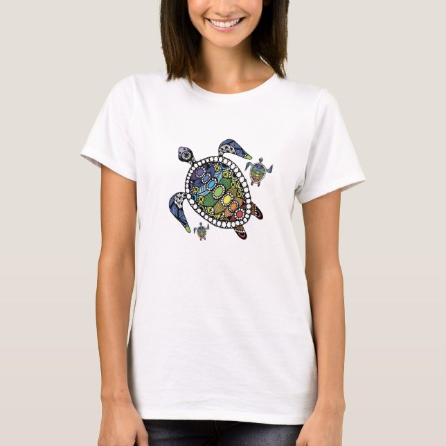 Camiseta Chakras de tortuga colorida (Anverso)