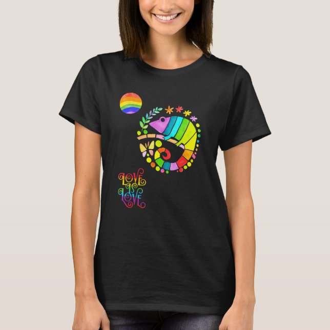 Camiseta Chamaleon Watercolor Pride  Vibrant Rainbow Design (Anverso)