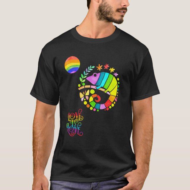 Camiseta Chamaleon Watercolor Pride  Vibrant Rainbow Design (Anverso)