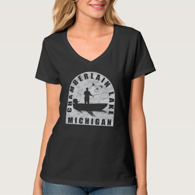 Camiseta Chamberlain Lake Fishing Michigan (Anverso)