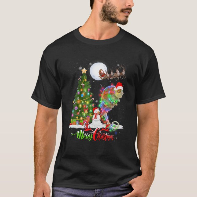 Camiseta Chameleon Animal Merry Christmas Animal Lover (Anverso)