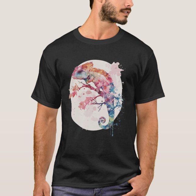 Camiseta Chameleon Cherry Blossom Japanese Sakura Reptile (Anverso)