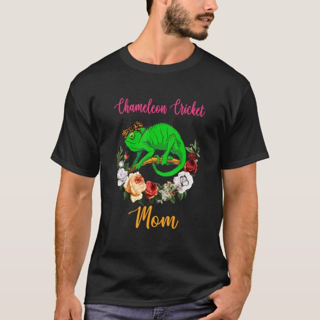Camiseta Chameleon Cricket Mom Floral Cute Bow Tie Mother's (Anverso)