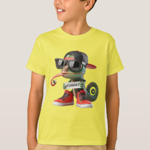 Camiseta Chameleon en las zapatillas rojas
