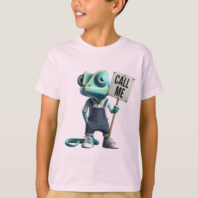 Camiseta Chameleon en los overoles de Denim (Anverso)
