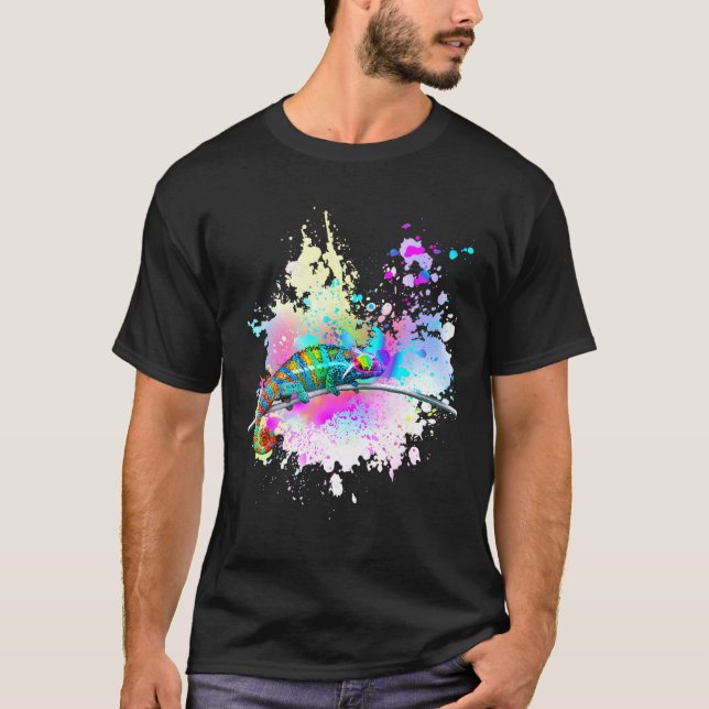 Camiseta Chameleon Lizard Rainbow Heart Love Glasses Sungla (Anverso)