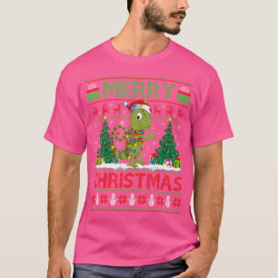 Camiseta Chameleon Lover Xmas Iluminando Santa Ugly Chamele