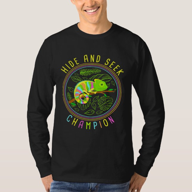 Camiseta Chameleon Oculta Y Busca Reptiles Campeones (Anverso)