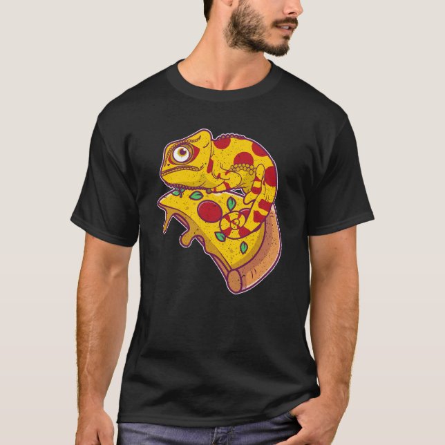 Camiseta Chameleon Pizza Camouflage Comida rápida callejera (Anverso)