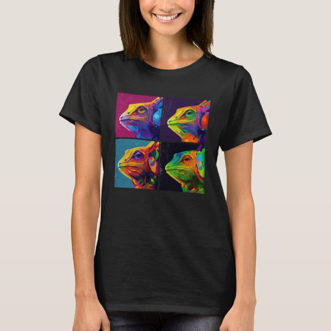 Camiseta Chameleon Pop Illustration Colorful Animal Women   (Anverso)
