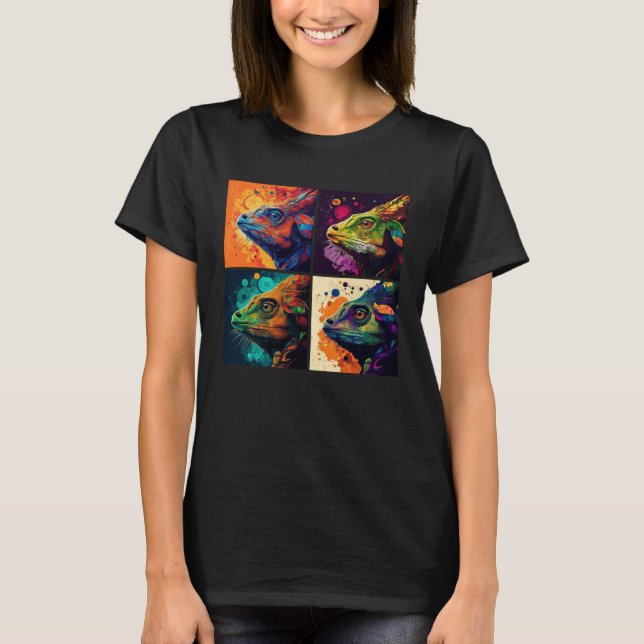 Camiseta Chameleon Pop Illustration Colorful Animal Women   (Anverso)
