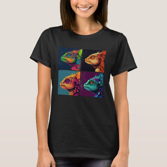 Camiseta Chameleon Pop Illustration Colorful Animal Women   (Anverso)