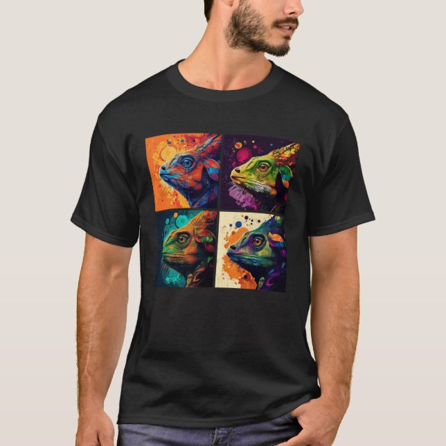 Camiseta Chameleon Pop Illustration Colorful Animal Women   (Anverso)