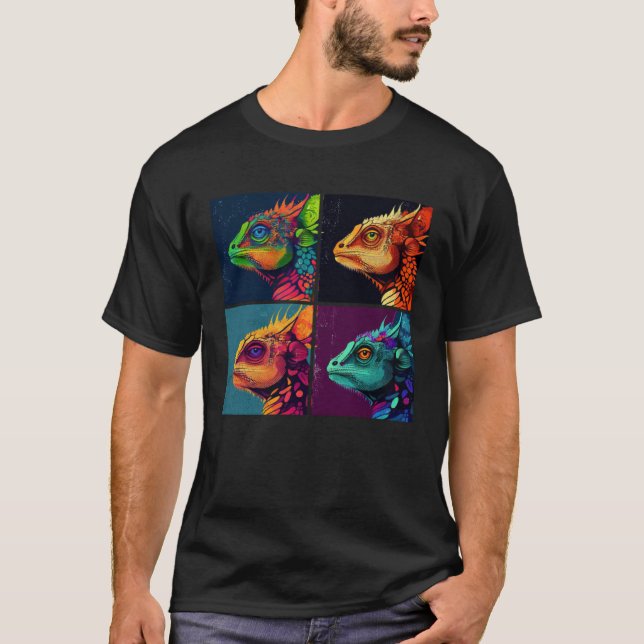 Camiseta Chameleon Pop Illustration Colorful Animal Women   (Anverso)