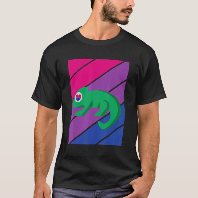 Camiseta Chameleon Pride Bisexual Flag LGBTQ Proud Ally Pri (Anverso)
