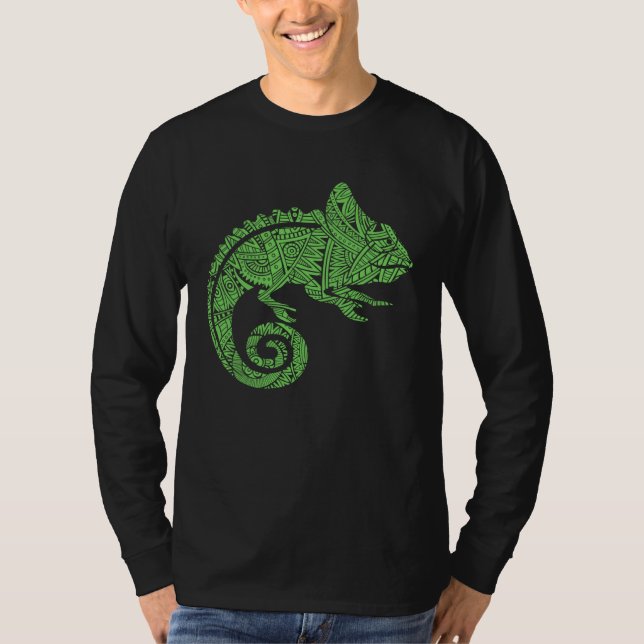 Camiseta Chameleon Reptile Animal Aztec Maya Maori Tribal P (Anverso)