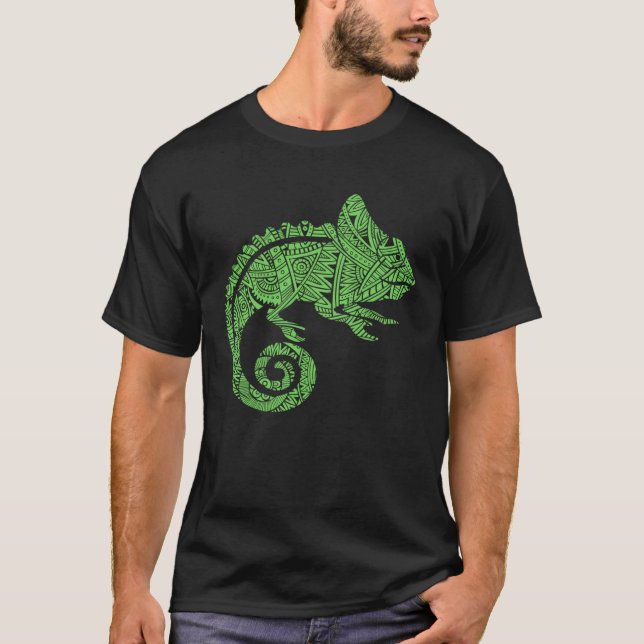 Camiseta Chameleon Reptile Animal Aztec Maya Maori Tribal P (Anverso)