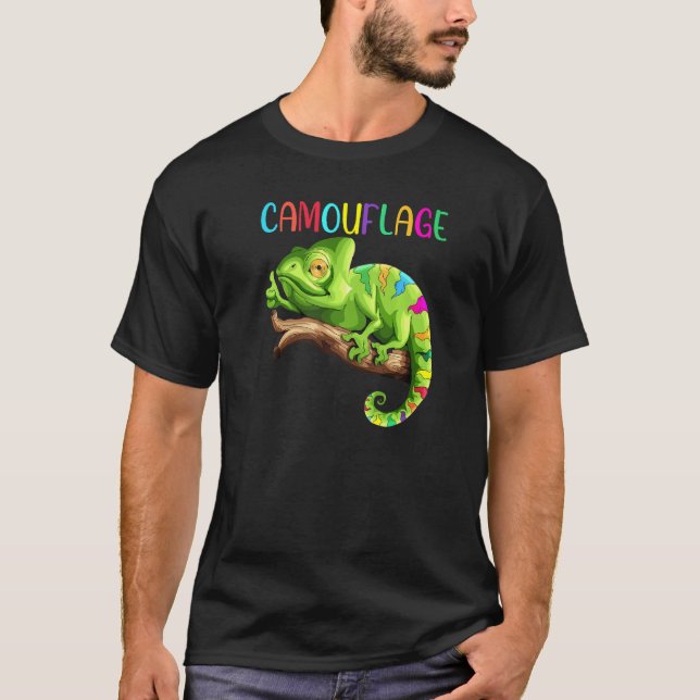 Camiseta Chameleon Reptiles Iguano Lizard Camouflage Terrar (Anverso)