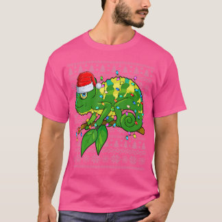 Camiseta Chameleon Santa Hat Xmas ilumina a Navidades feos