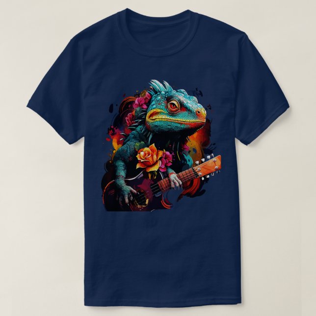 Camiseta Chameleon Tocando Guitarra (Diseño del anverso)
