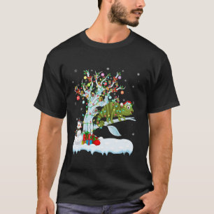 Camiseta Chameleon Xmas Árbol de iluminación Santa Hat Cham