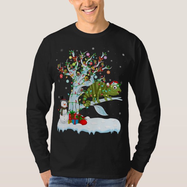 Camiseta Chameleon Xmas Elemento Árbol Iluminación Chameleo (Anverso)
