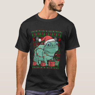 Camiseta Chameleon Xmas enciende Santa Hat Chameleon Chr