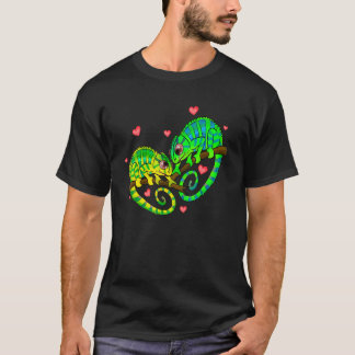 Camiseta Chameleons Parejas Amor Corazones Estilo Retro Val