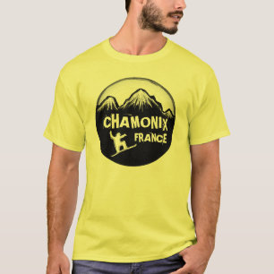 Camiseta Chamonix Francia hombres de arte de snowboard amar