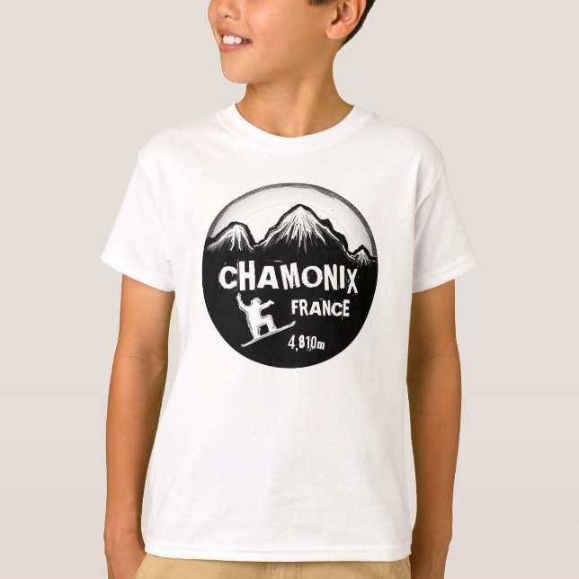 Camiseta Chamonix Francia naranja snowboard machos tee (Anverso)