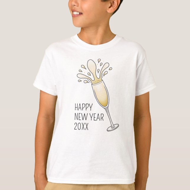 Camiseta Champagne de Año Nuevo Feliz (Anverso)