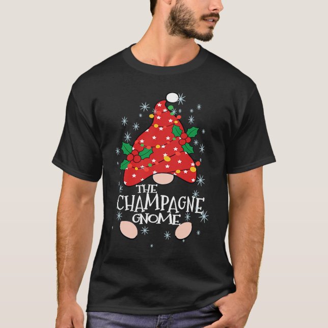 Camiseta Champagne Gnome Costume Family Matching  Christmas (Anverso)