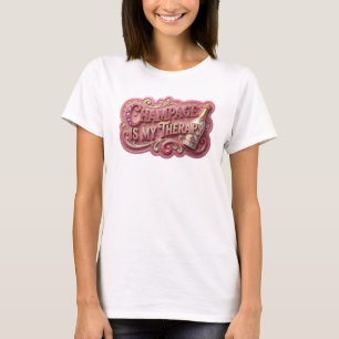 Camiseta Champagne ROJO DIVERTIDO ES MI TERAPIA Arte usable