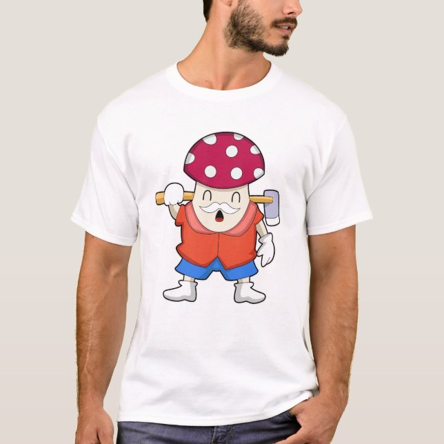 Camiseta champiñón como granjero con hacha (Anverso)