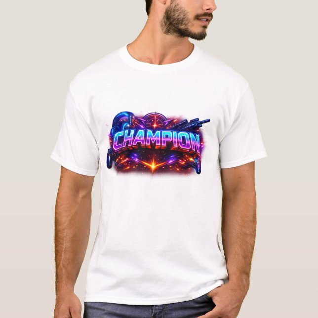 Camiseta ​CHAMPION 🎮 Ultimate Neon Cyberpunk Gaming Master (Anverso)