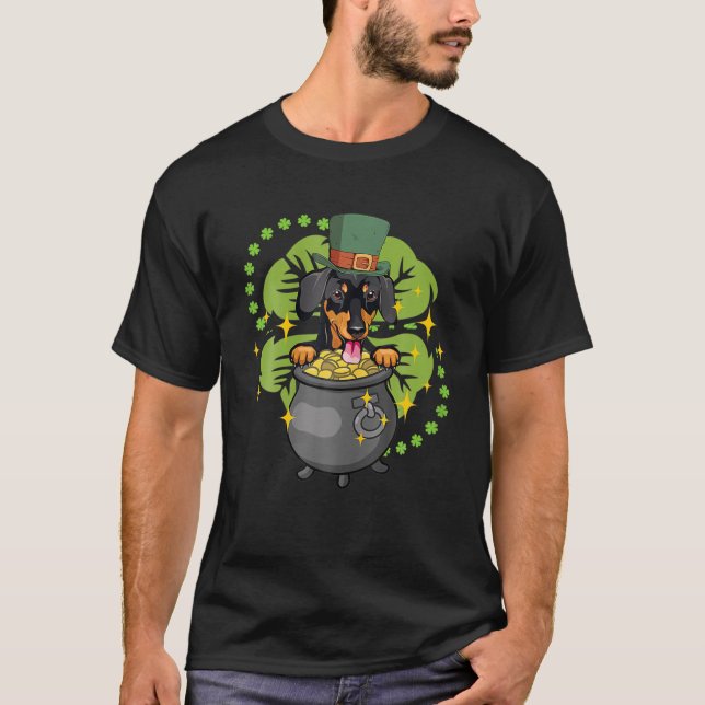 Camiseta Chamrock Gold Pot St Patrick'S Day Dachshund Dog C (Anverso)