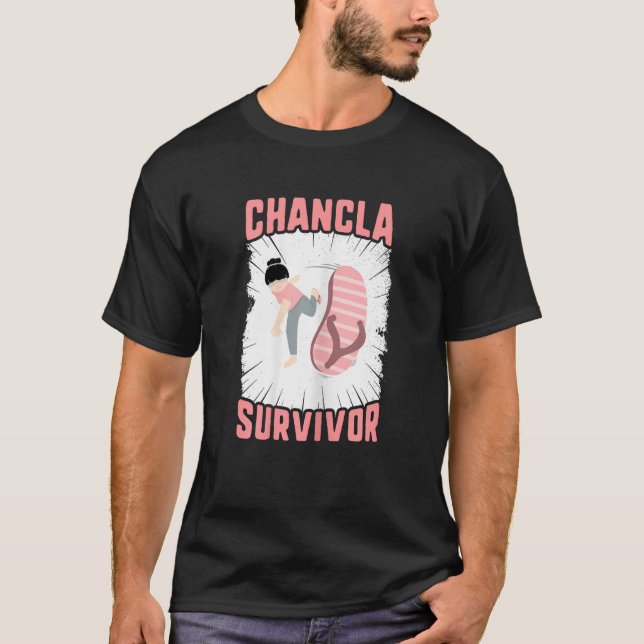Camiseta Chancla Superviviente Mamá Sarcástica Sandal Flip  (Anverso)