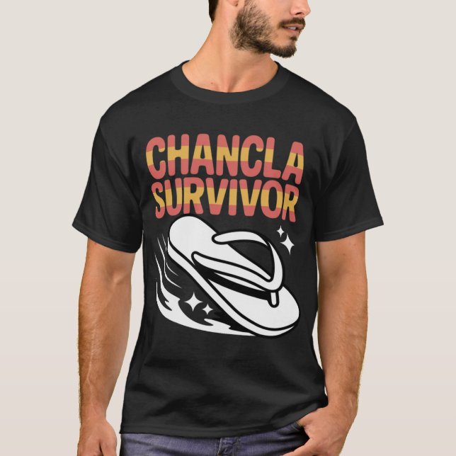Camiseta Chancla Survivor Latin Family Humor friend (Anverso)