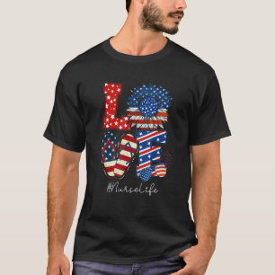 Camiseta Chanclas De La Vida De Enfermera Bandera Americana