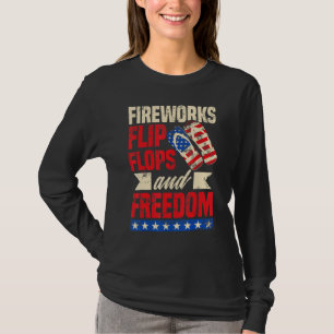 Camiseta Chanclas Patrióticas De Fuegos Artificiales Libert