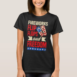 Camiseta Chanclas Patrióticas De Fuegos Artificiales Libert