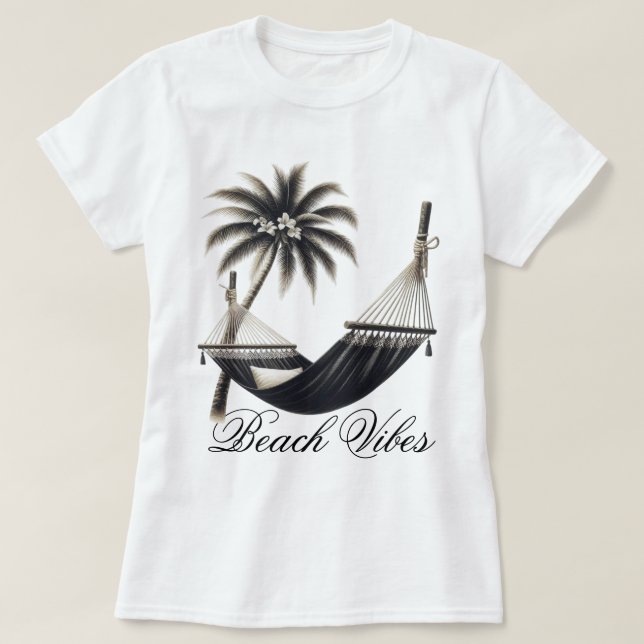 Camiseta Chanclas y hamacas ambiente de playa (Diseño del anverso)