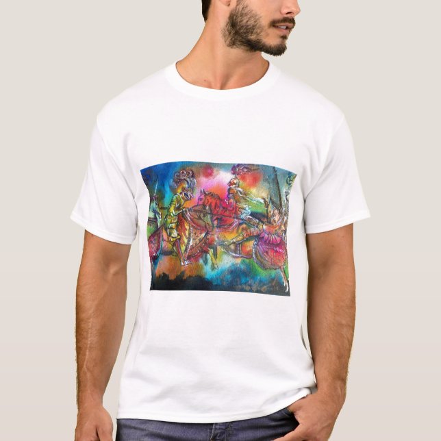 CAMISETA CHANSON DE ROLAND, CABALLOS MEDIEVALES EN TORNEO (Anverso)